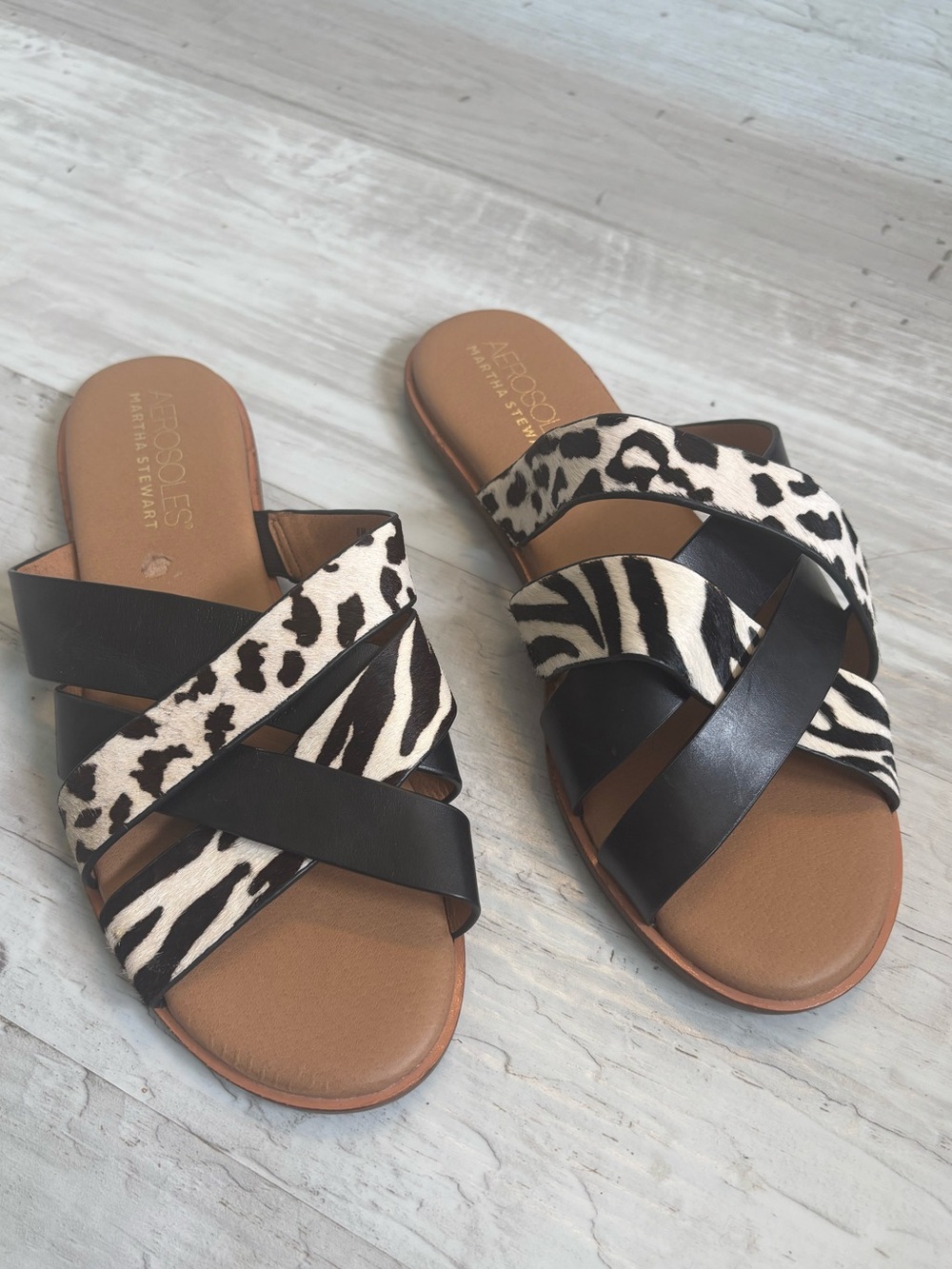 Aerosoles Martha Stewart Pilot Animal Print Slide Sandals Women’s Size 8